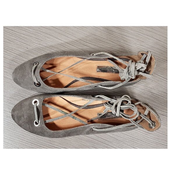 Halogen Nella Ghillie Flat, Grey Kid Leather, Womens Size 5.5 & 8.5 - Picture 9 of 10